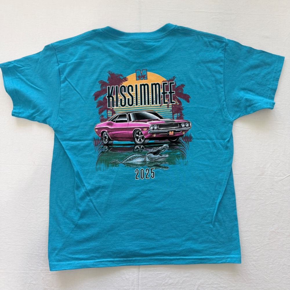 Kissimmee Florida 2025 Muscle Car Alligator Souvenir Tee Youth Small Gildan NWT